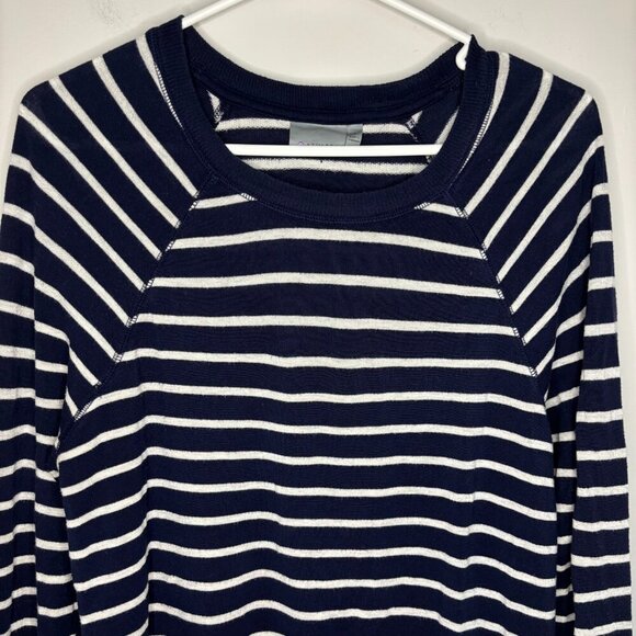 ATHLETA Pullover Women Small Blue White Stripe Round Neck Long Sleeve Stretch - Picture 3 of 5